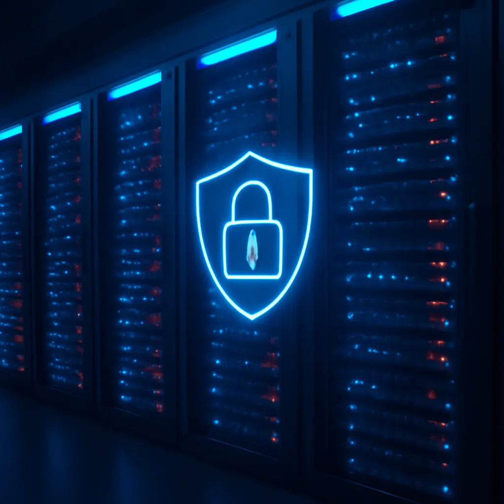 Enterprise data center server racks with security lighting