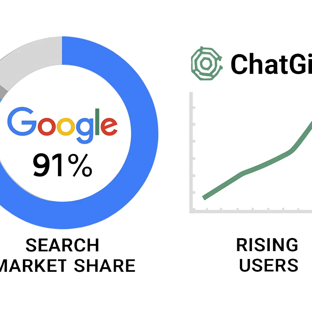 Graph comparing Google and ChatGPT market shares