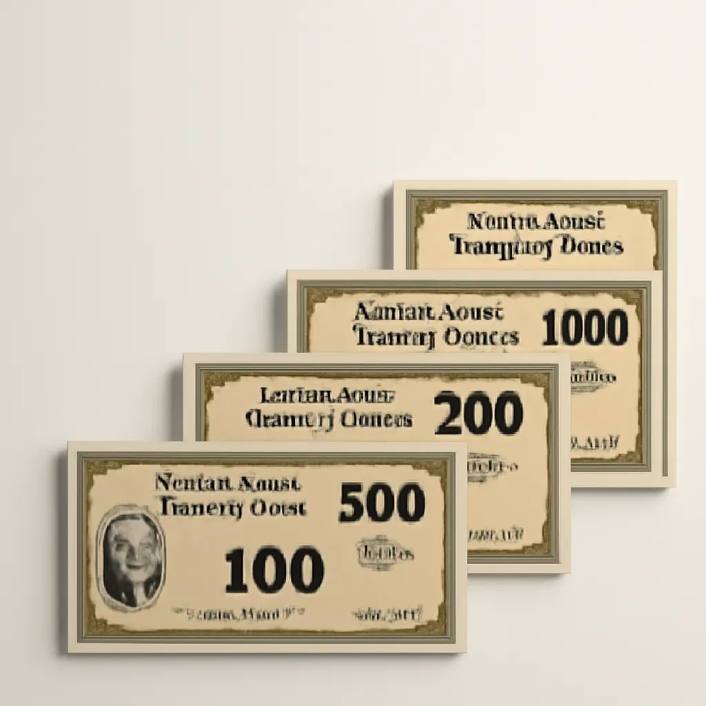 A visual illustration of a Treasury bill ladder using stacked U.S. bond certificates.