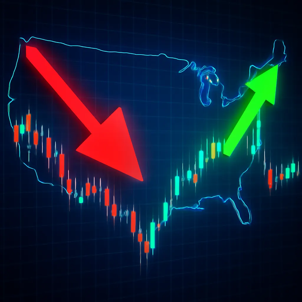 Stock market volatility graph over the US