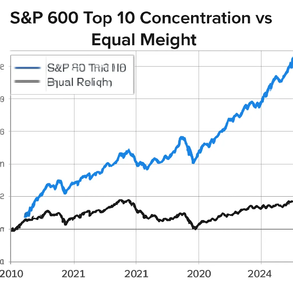 Chart comparing cap-weighted S&P 500 concentration to equal-weight version