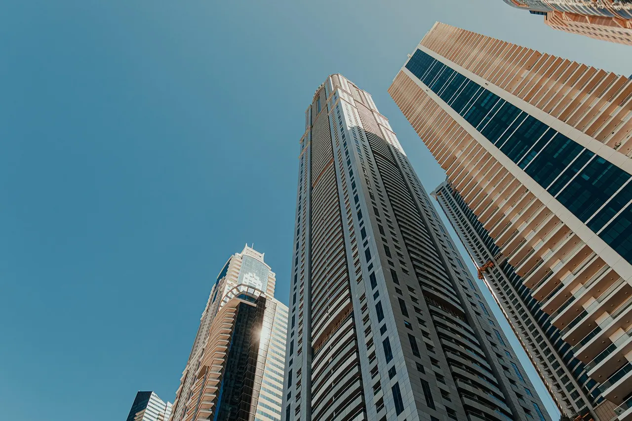 Abstract financial cityscape