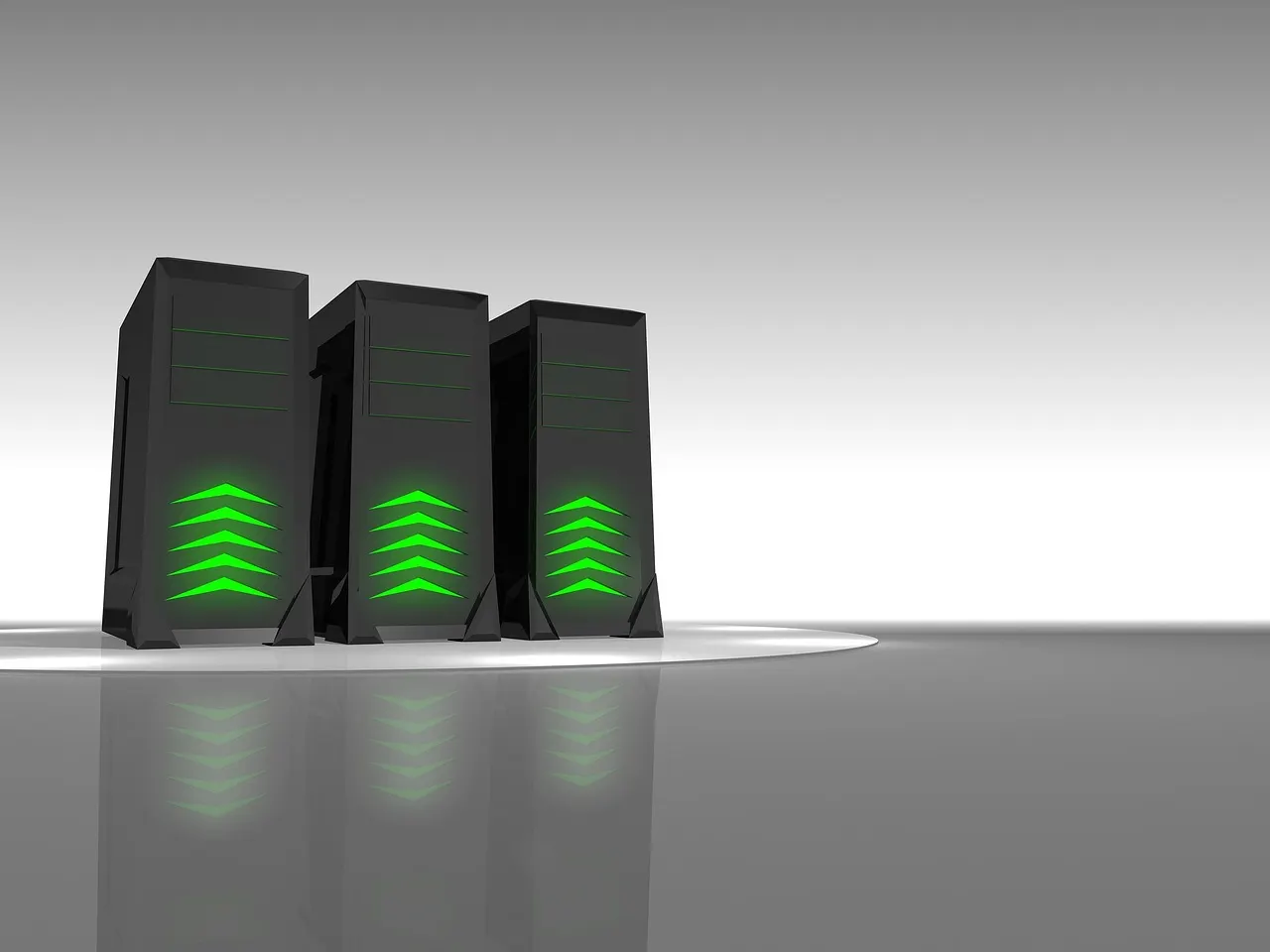 Rows of illuminated GPU servers in a large-scale AI data center