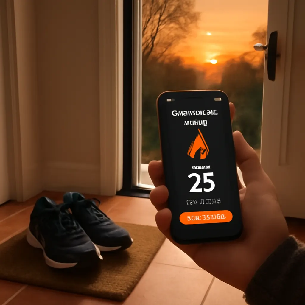 person checking a daily workout streak on a phone before a run